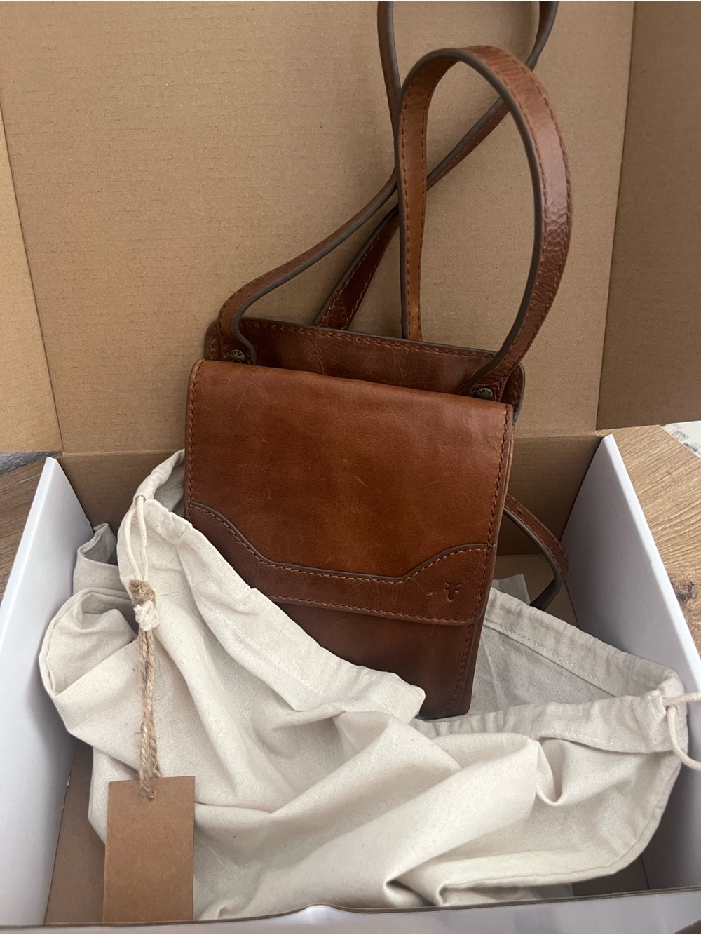FRYE Melissa Leather Sling Crossbody Bag - Cognac